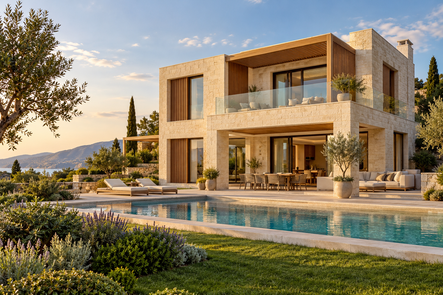 Havuzlu modern villa; yapay zekâ ile üretilmiş temsili görsel